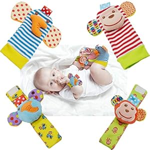 YOYIKER Baby Rattle Socks & Wrist Rattles for Babies 0-6 Months, Baby Infant Toys 0-3-6-12 Months, Cotton and Plush…