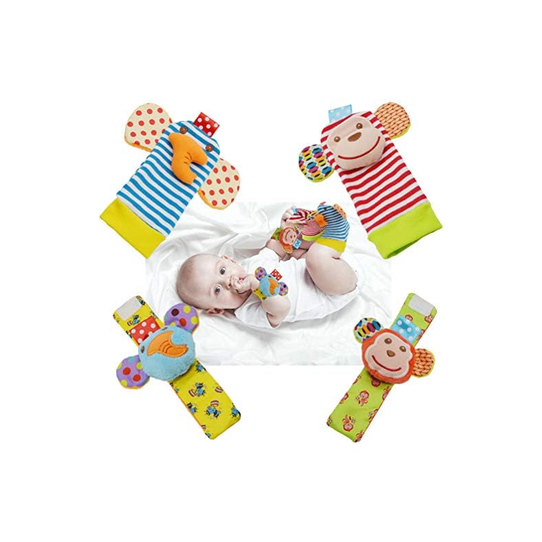 YOYIKER Baby Rattle Socks & Wrist Rattles for Babies 0-6 Months, Baby Infant Toys 0-3-6-12 Months, Cotton and Plush…
