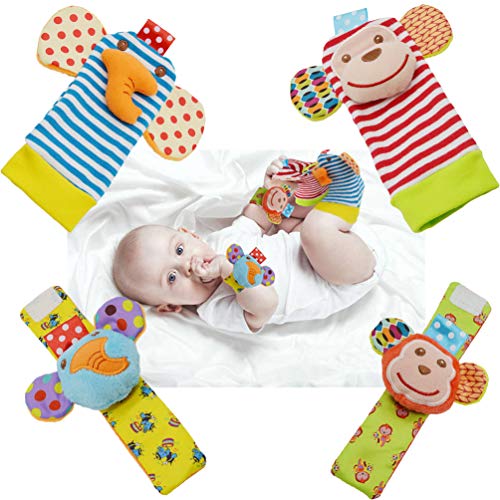 YOYIKER Baby Rattle Socks & Wrist Rattles for Babies 0-6 Months, Baby Infant Toys 0-3-6-12 Months, Cotton and Plush…