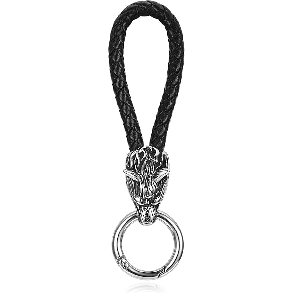 Generic Stainless Steel Vintage Viking Wolf Head Paracord Keychain
