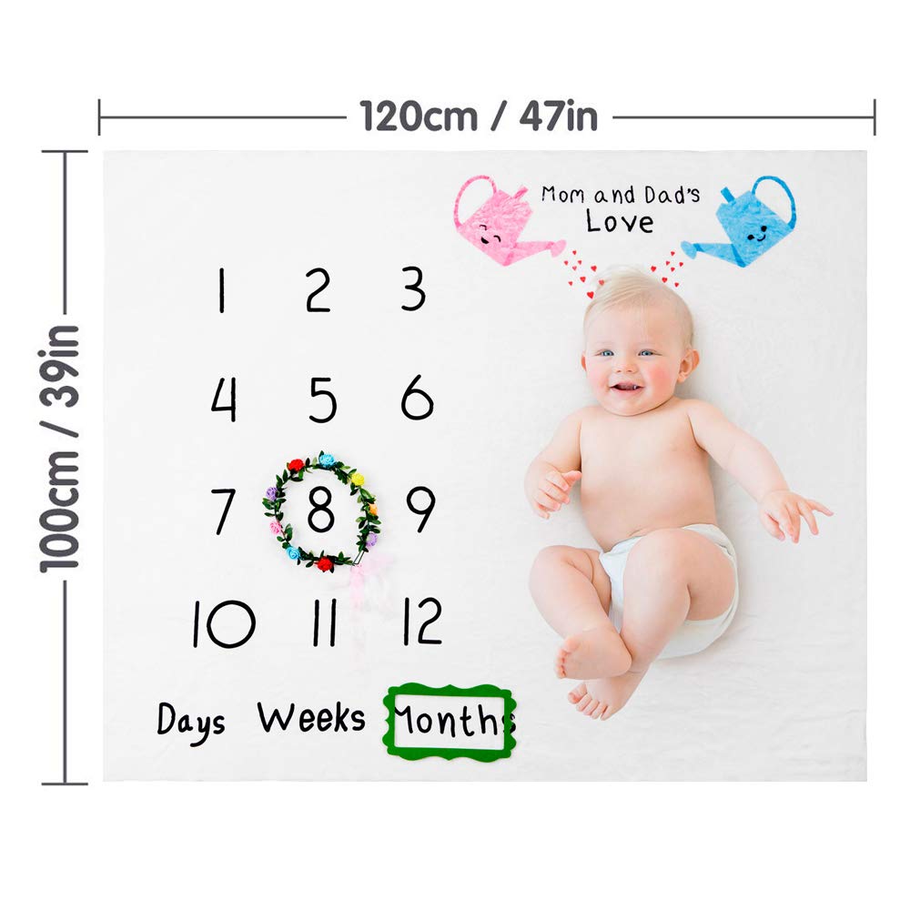 Baby Monthly Milestone Blanket for Boy and Girl Gift, Personalized Photo Background Blankets, Thick Baby Milestone Blanket for Newborn Baby Shower Gifts