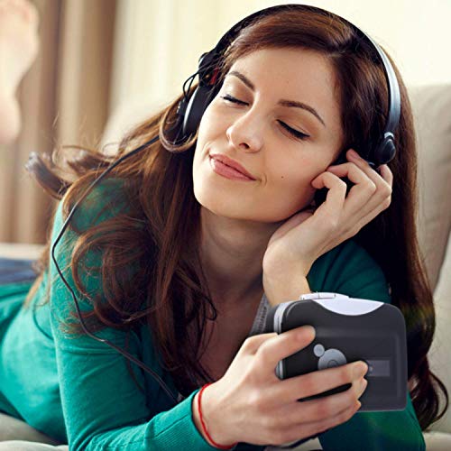 GEEKLIN 9K-A0ZU-FXIF Livepow Cassette to MP3 Converter USB Cassette Converter Cassette Player with Earphone, Portable Cassette Converter Convert Tapes to Digital Version (Black), Size, Black2