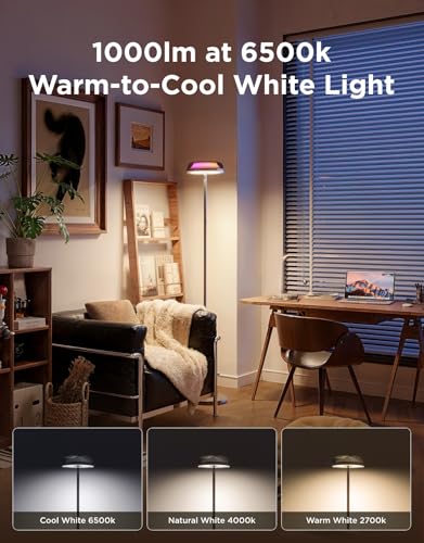 Govee Uplighter Floor Lamp with Nebula Effect, RGBIC Projector, Floor Lamp for Living Room, Compatible with SmartThings, Alexa and Matter, Corner Floor Light, Warm Cool White Standing Lamp