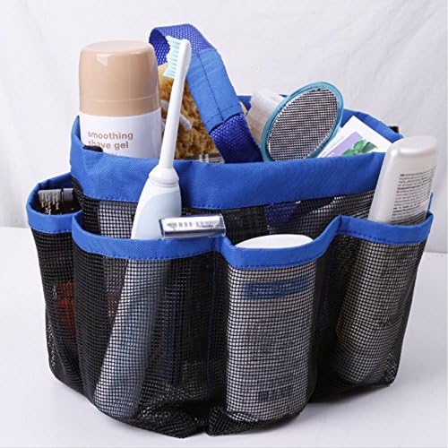 Mesh Shower Caddy Bag with Handle Camp Shower Tote Caddies Organizer,8 pocket,blue by Hierkryst