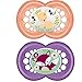 MAM Animal Pacifier (2 Pack, 1 Sterilizing Pacifier Case), Pacifiers 6 Plus Months, Baby Pacifiers, Baby Girl, Best Pacifiers for Breastfed Babies, Sterilizing Storage Case