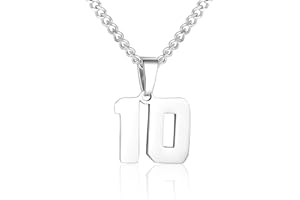 SUSOOK Number Necklace for Boy Silver Athletes Number Chain Stainless Steel Charm Pendant Personalized Sports Jewelry for Men Basketball Baseball Football