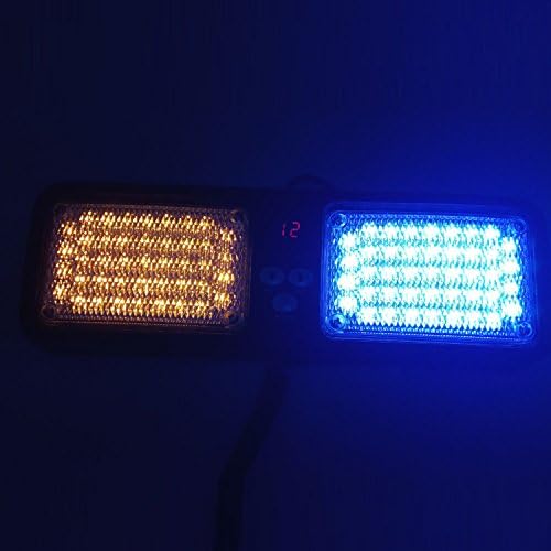 Wecade® 86 LED Sunshield Strobe Light Super Bright Flashing Emergency Warning Lights for Visor Maximum Visibility with 12 Flashing Patterns Fits Commercial Truck Boat Car (Amber/White)