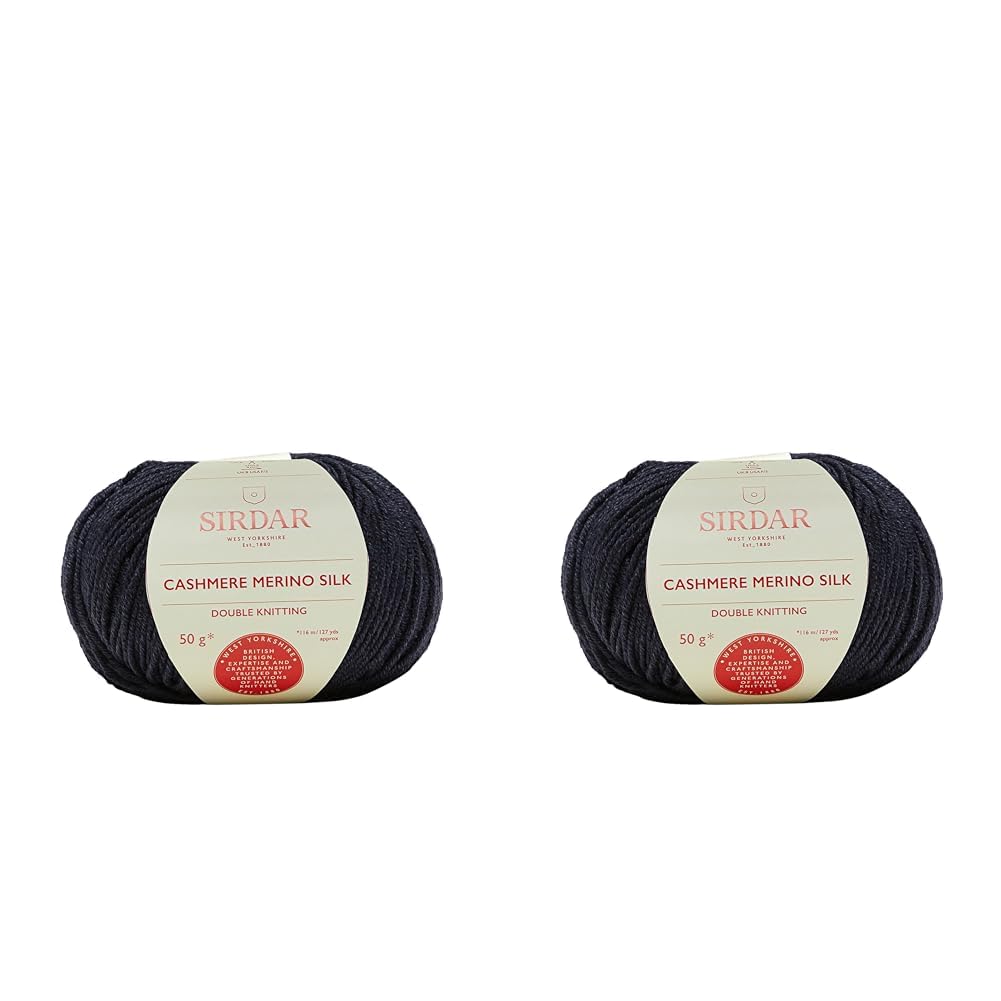 Sirdar Cashmere Merino Silk DK Double Knitting, Royal Navy (407), 50g (Pack of 2)