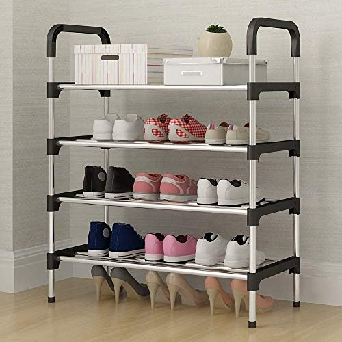Three Secondz 4 Layers Steel Storage Shoe Rack Cabinet Organizer Home Furniture Tool ~ Random Color