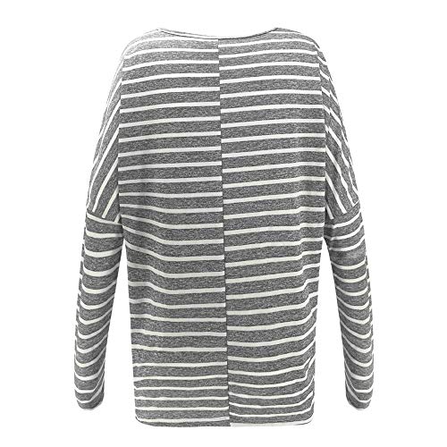 Women Stripe Tops Duseedik Long Sleeve Crewneck Patterned Plus Size Sweatshirt Pullover Blouse Shirt
