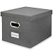 Collapsible File Organizer Box - Beautiful Linen Filing Box For Easy File Folder Storage - Organize Your Documents and Hanging Files in Style