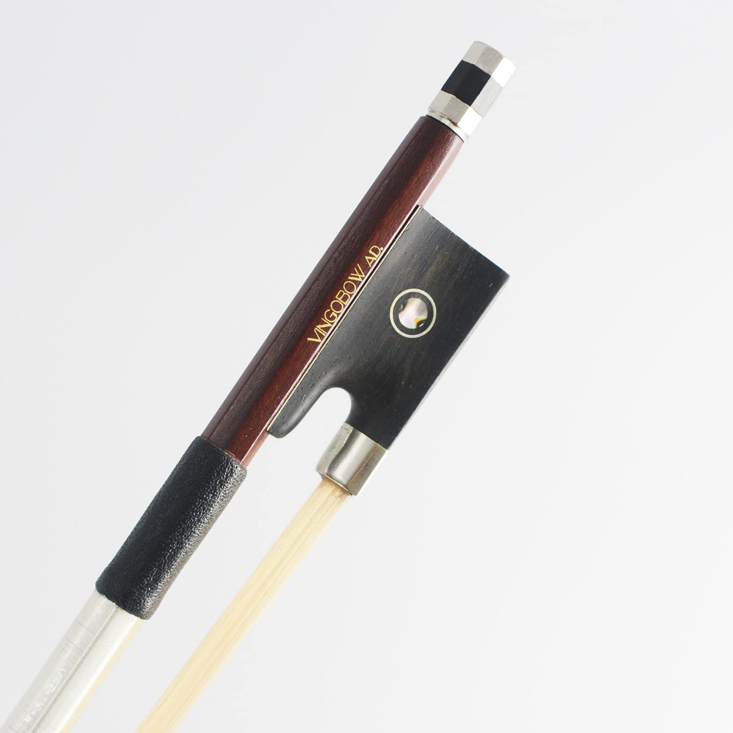 VINGOBOW Brazilwood Violin Bow (3/4) Size 69 cm Advanced Level Parisian Eyes Ebony Frog 4 3 Three Quarters Sweet Sound Natural Horse Hair Brazilwood Octagonal Shape Straight Stick