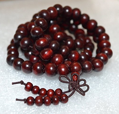 Rosewood mala beads necklace 10 mm 108+1 buddhist prayer beads japa mala Red sandalwood mala beads - Energized for chanting mantra Chakra mala w/ Rosary pouch - US Seller - Thumbnail 5