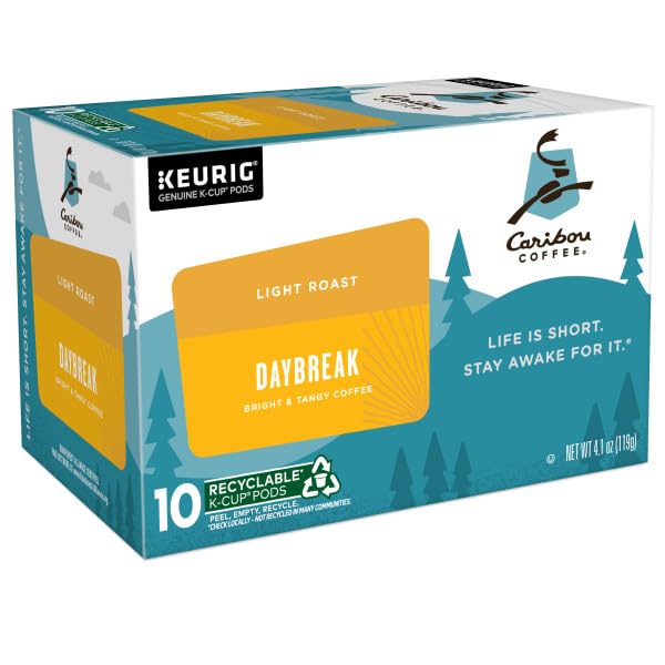 CARIBOU COFFEE, LIGHT ROAST DAYBREAK BLEND K-CUP PODS, 4.1 OUNCE, 10 COUNT