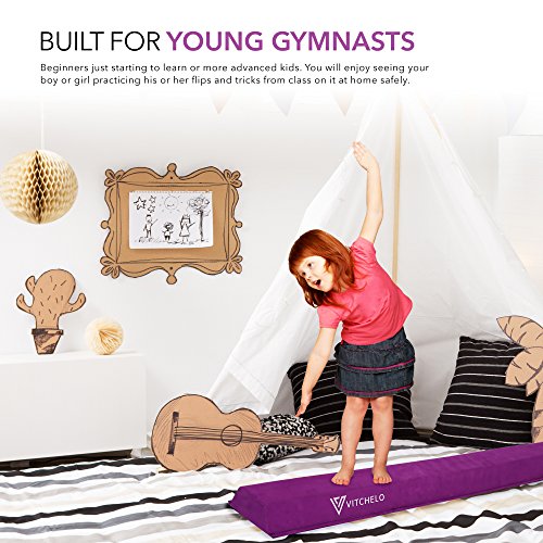 Folding Gymnastics Balance Beam 9ft Long for Kids Toddlers Training Indoor at Home - Build Confidence in Your Child Tumbling Practice Performance - Suede Floor Balancing Beam Lightweight Portable