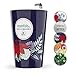 Steep & Strain Ceramic Tea Mug - Insulated Cup with Tea Infuser and Lid - Purple Floral