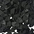 Chenkou Craft 60pcs Mini Satin Ribbon Bows Flowers 1" x3/4" Appliques DIY Craft Black Color
