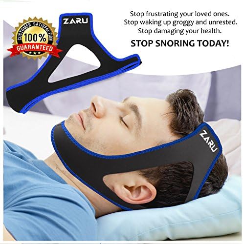 PREMIUM Anti Snore Chin Strap by ZARU [UPGRADED VERSION] - Advanced Snoring Aid Scientifically Designed To Stop Snoring Naturally and Give You The Best Sleep of Your Life! (Medium)