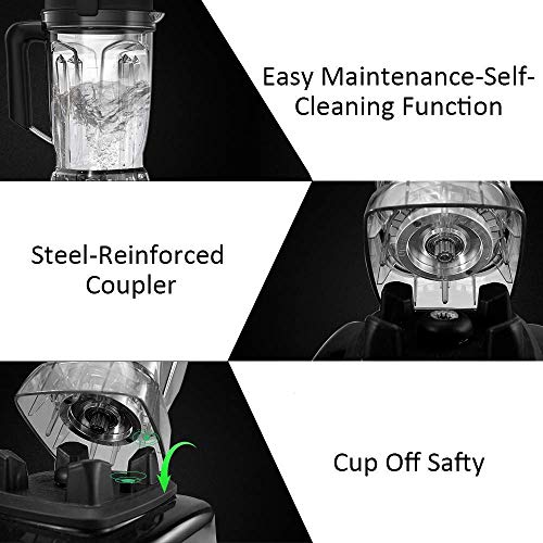 Blender 1450w, Homgeek Professional Countertop Blender Smoother Maker with 68oz BPA Free Tritan Container, High Speed Power Blender Built-in Timer for Crusing Ice, Frozen Desser [2019 Update Version] - Thumbnail 4