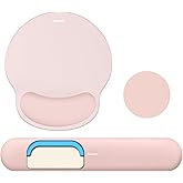 Sushret Mouse Pad and Keyboard Wrist Rest, 3-in-1 Gel Memory Foam Ergonomic Mouse Pad with Wrist Rest Set, Gaming Mousepad Arm Cushion Support for Computer Office Desk Accessories Cute Setup, Pink
