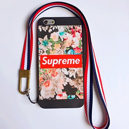 Supreme iPhone 6 Plus/6S Plus Case,Reflective Mirror Case Flower Pattern Cover with Soft Neck Lanyard.Shockproof Resistant Supreme Case for iPhone 6 Plus/6S Plus Case 5.5 Inch. (Flower Pattern)