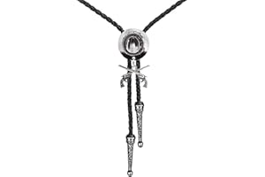 Doitby Cowboy Bolo Tie for Men, Vintage Cow Skull Bolo Tie Necklace Native American Necktie for Men Women