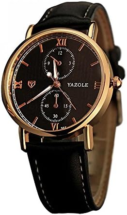 Men's Classic Waterproof Leather Dress Watches Simple Chronograph Window Wrist Watches for Men (Black strap/black dial)