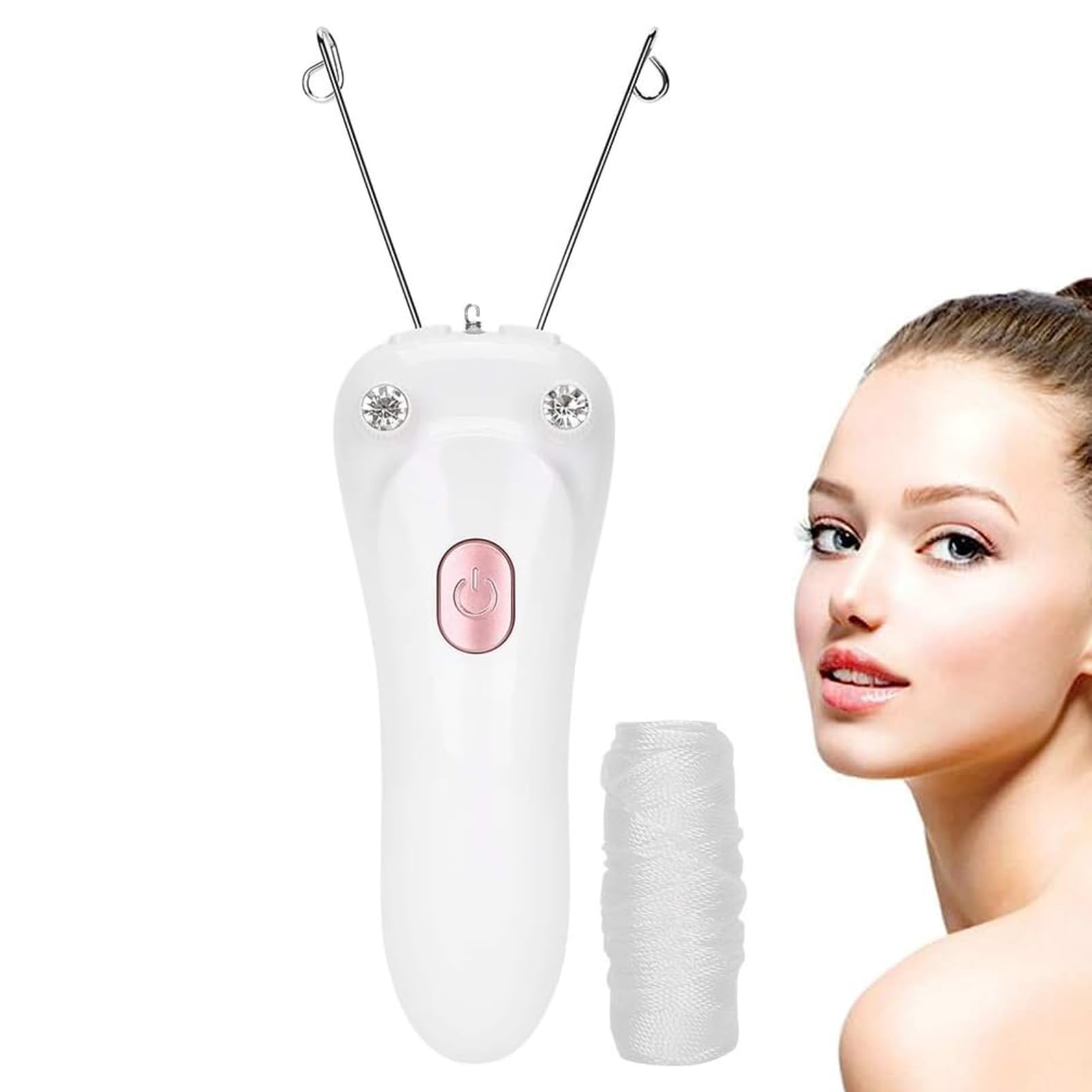 Electric Cotton Thread Epilator, Body Hair Remover Facial Epilator Threading Device Physical Removal Tool Trimmer USB Charging for Removes Facial Lip Chin Cheeks Hair(PINK)