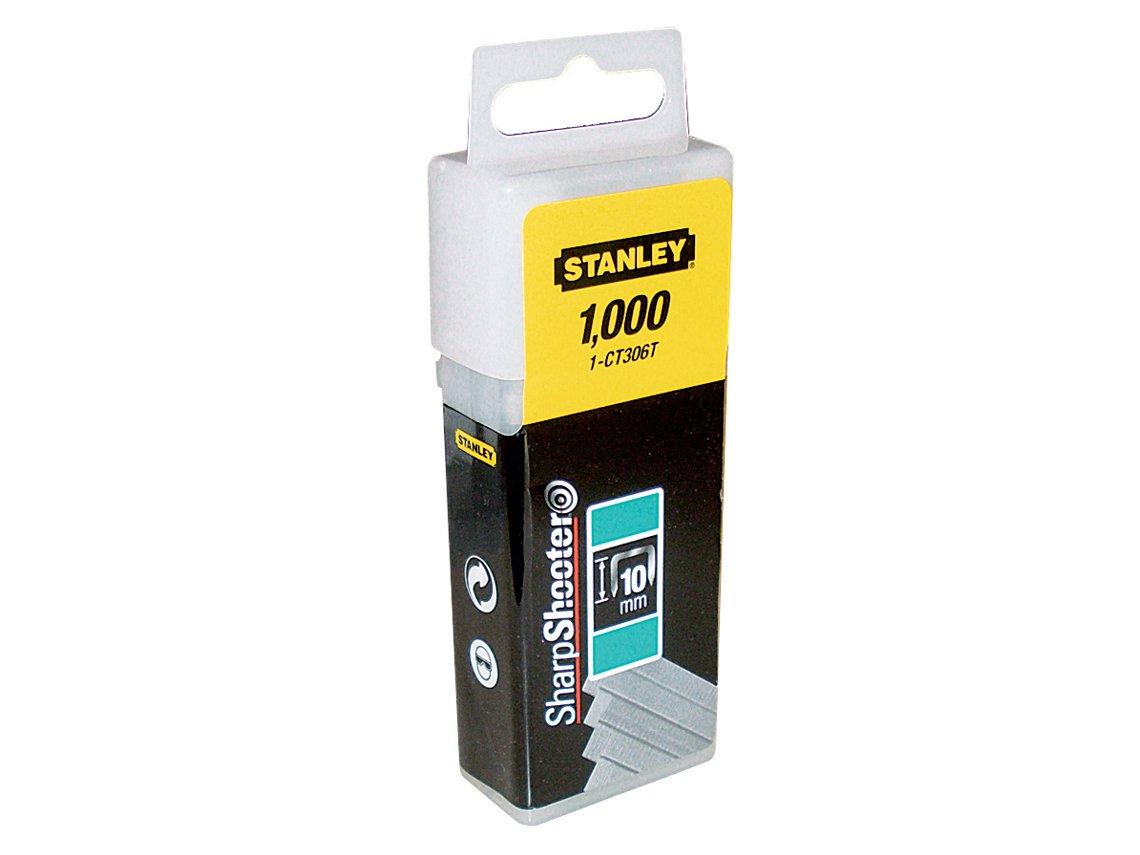 Stanley 1-CT306T 10mm Flat Narrow Crown Staples (1000 Pieces)
