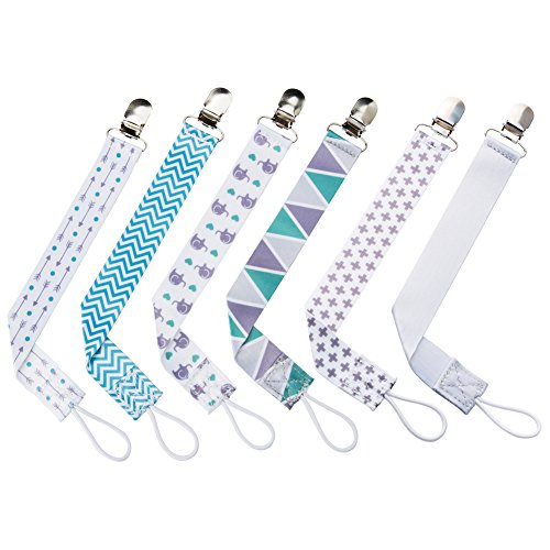Pacifier Clips by VuminBox | 2-Sided Binky Clips for Baby Boys | Universal Strap/Holder/Leash for Soothies, Teethers, & Pacifiers (6 Pack Colorful) - Thumbnail 6