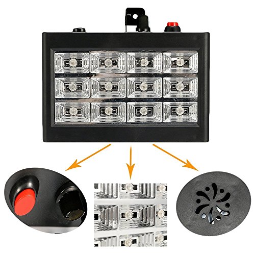 DJ Party Lights, SOLMORE 15W 12 LED Strobe RGB Stage Disco Lights Auto Sound Activated DJ Lights Adjustable Flash Speed Control for Party Wedding Show Birthday Parties AC 90-240V - Thumbnail 5