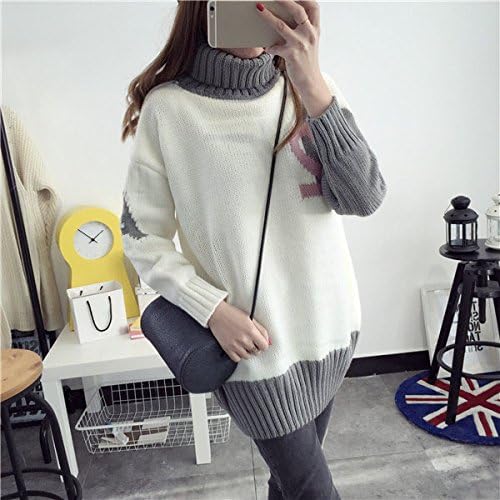 Amazon トップス ニット セーター レディース アルファベット飾り タートルネック 紺 1点 セーター 通販