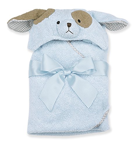 Bearington Baby Waggles Blue Puppy Dog Hooded Bath Towel 24