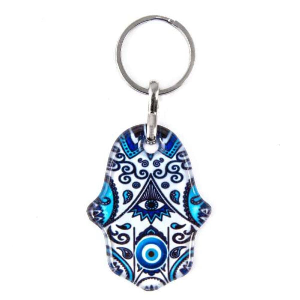 Jeannieparnell 499 - Hamsa Hand, Hand of Fatima & Lucky Evil Eye Keyring Bag Hanger Protection and Good Luck