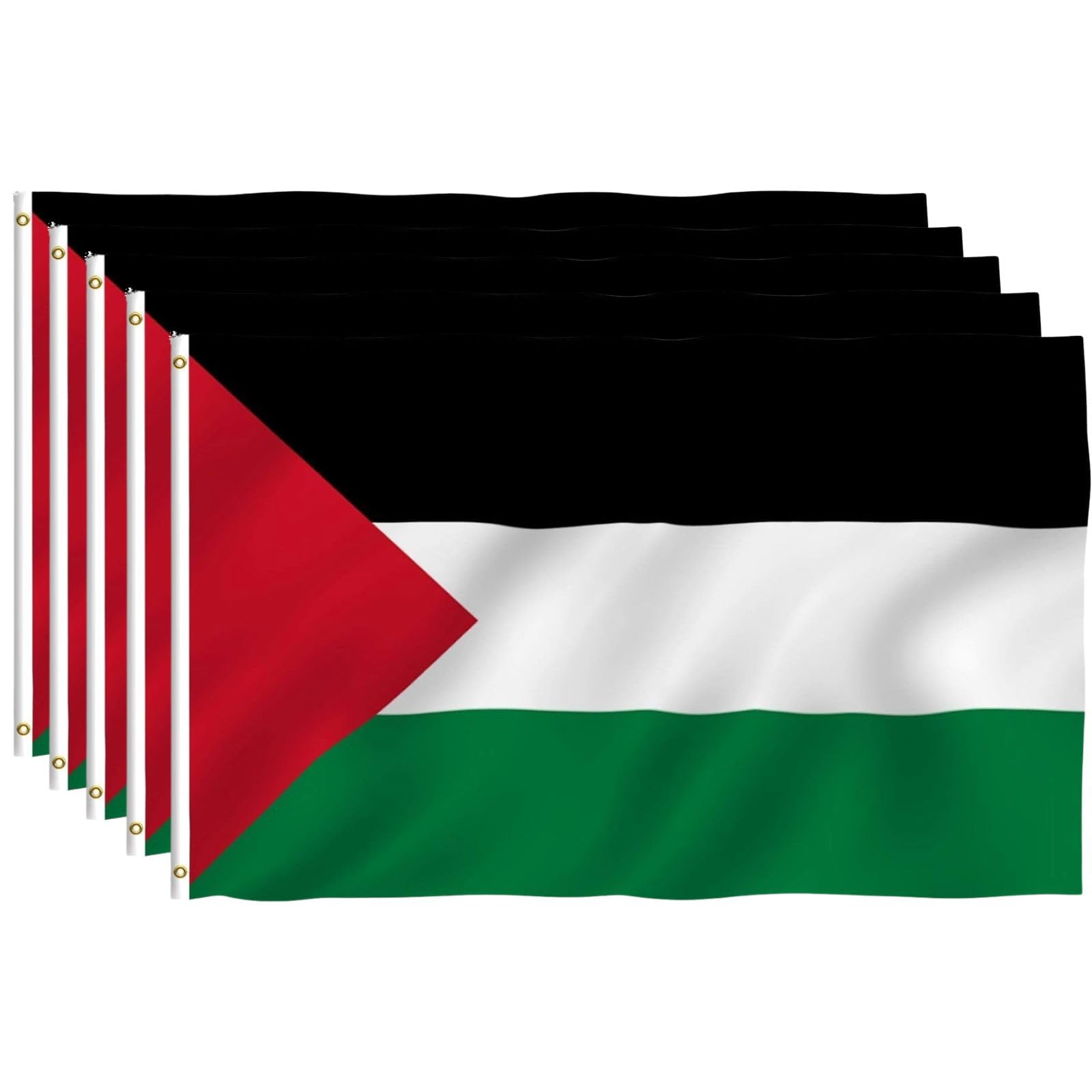 3x5 Ft (5pcs) Palestine Flag-Vivid Color and Uv Fade Resistant-Canvas Header and Double Stitched -palestinian Flags Polyester with Brass Grommets Palestinian National Flags with 3 X 5 Feet (5-pack)