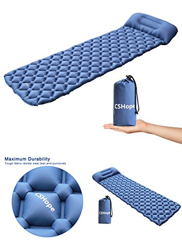 CSHope Ultralight Sleeping Pad Waterproof Self Inflating Sleeping Bag with Attached Pillow for Camping Hiking and Trekking - Thumbnail 5