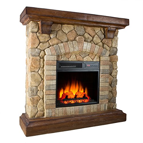 TwinStar Electric Fireplace 18WM40070 Free Standing 1400 Watt Stone