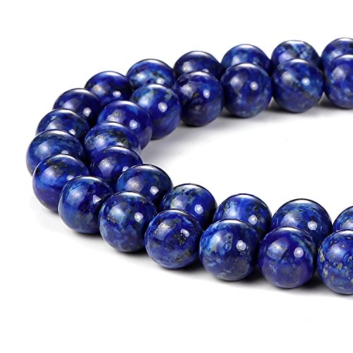 BEADNOVA 8mm AAA Lapis Lazuli Gemstone Beads Gem Round Loose Beads for Jewelry Making (48-50pcs)