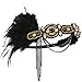 BABEYOND 1920s Flapper Headband Roaring 20s Gatsby Headpiece Black Feather Headband 1920s Flapper Hair Accessories (Gold)