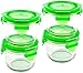 Wean Green Round Wean Bowls 6oz/165ml Baby Food Glass Containers - Pea (Set of 4)