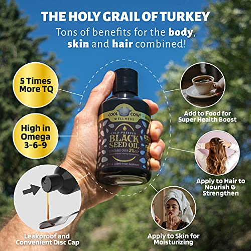 CoolCow Black Seed Oil Liquid, 5X Potent Thymoquinone (Up to 3), Cold