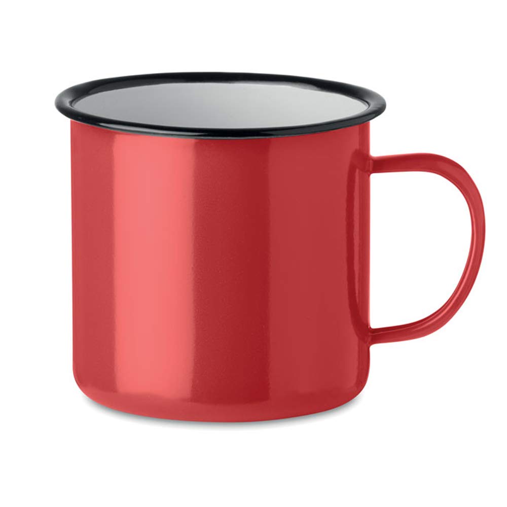 noTrash2003 Kaffeetasse Becher Mug Coffee Trinkbecher Emaille-Becher Vintage Look je 350 ml versch. Farben und Mengen (Rot, Einzeln)