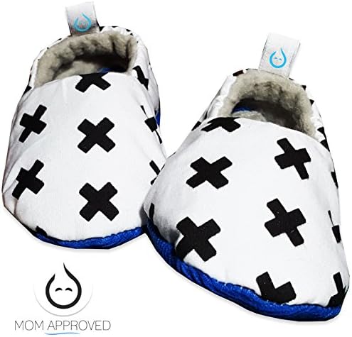 Kaydee Baby Soft Sole Crib Shoes - Variety of Options (6-9 Months, Black & White X)