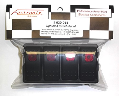 Fastronix Lighted (4) Weatherproof Rocker Switch Panel Auto/Marine (Red) - Thumbnail 3