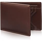 WULOUJIE bifold leather wallets for men rfid blocking,slim mens minimalist wallet 8 card slot with 1 ID window（coffee）