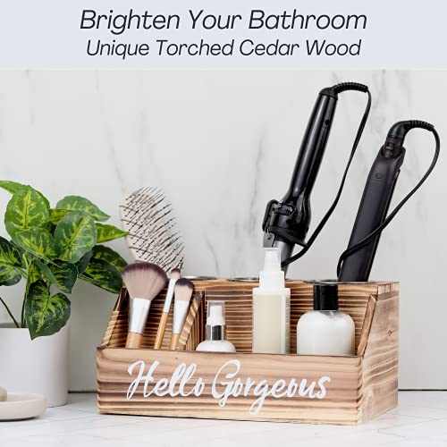 Wooden Hair Tool Organizer Rustic Styling Tool Organizer, Cute Hair