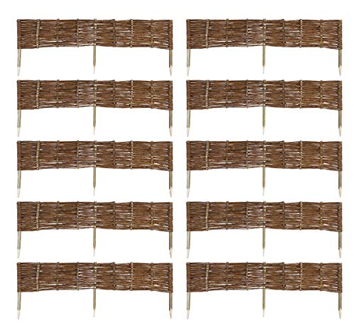 MC.Sammler 10 x Beeteinfassung aus Weide 16 Größen (Länge: 120 cm Höhe: 20 cm) Weidenzaun Rasenkante Beetbegrenzung…