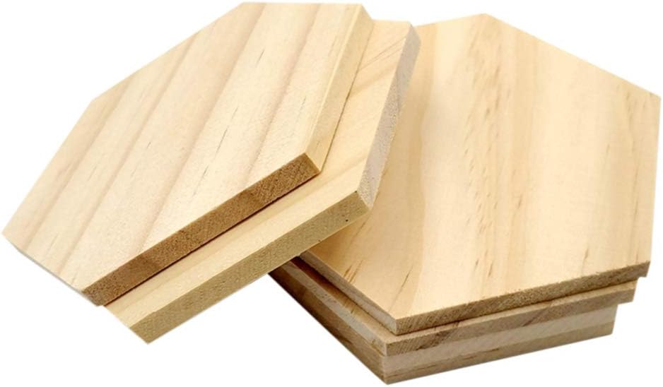 Healifty 25Pcs/ Pack 9MM Hexagon Wood Shapes Unfinished Wooden Cutout Pieces Hexagon Wooden Slices DIY Craft Project Gift Tags Ornaments (9 CM)