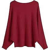MAKARTHY Womens Striped Sweaters Batwing Sleeves Knitted Dolman Pullovers Tops Sweatershirts