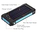 10000mAh Dual USB Ports Solar Charger Solar Power Bank with LED Status Indicator and LED Flashlight IP65 Waterproof, Shockproof,Suitable for iPhoneX, iPad, Android Smartphones, Bluetooth Speaker